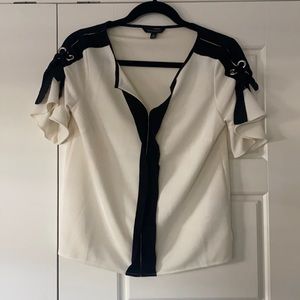 Ivory and black Banana Republic blouse